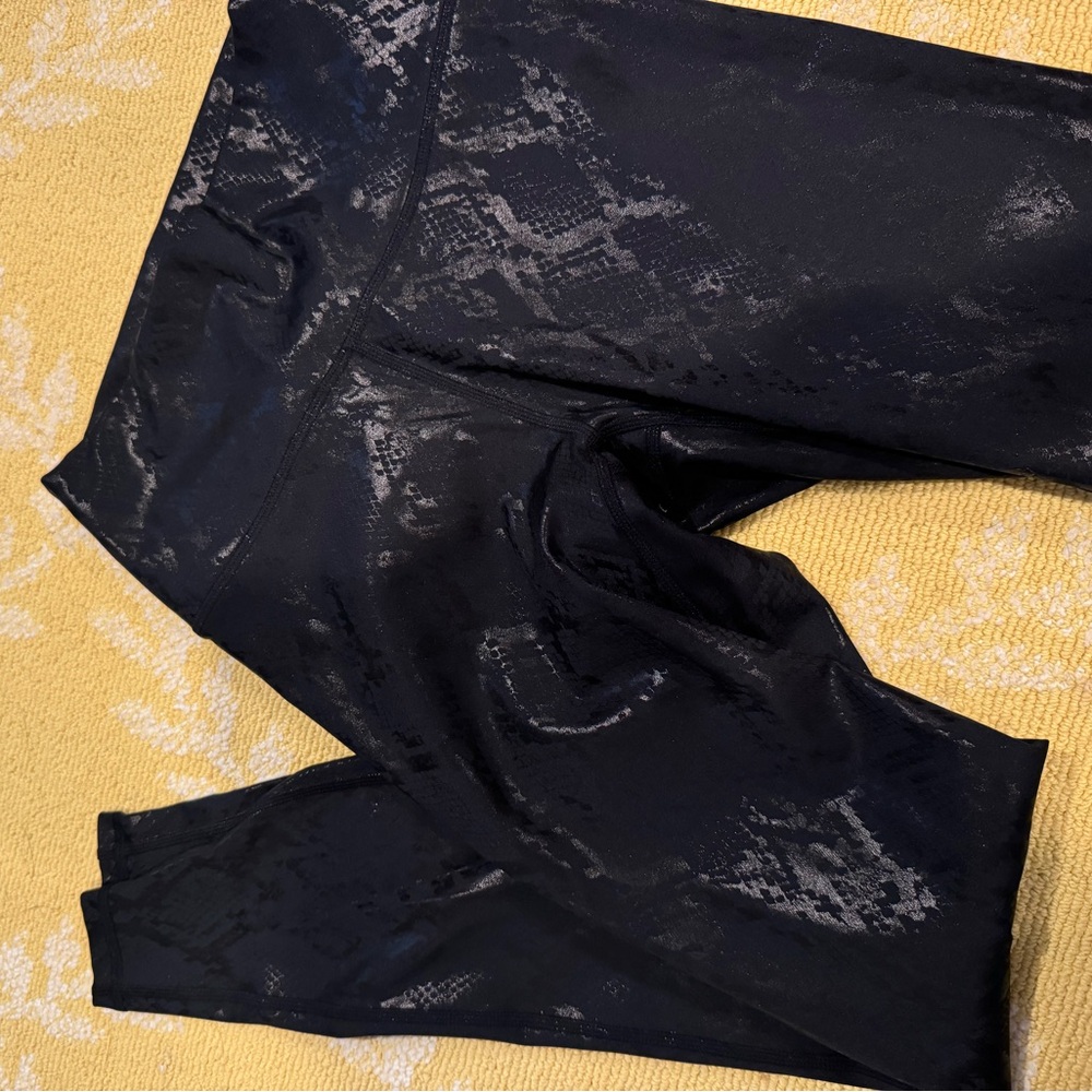 Fabletics metallic black snake skin leggings